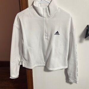 Adidas White and Black Quarter-Zip Top